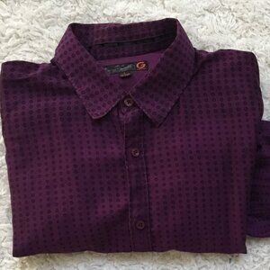 GUESS Men's Printed Shirt Button Down Collared Long Sleeve Casual Purple L